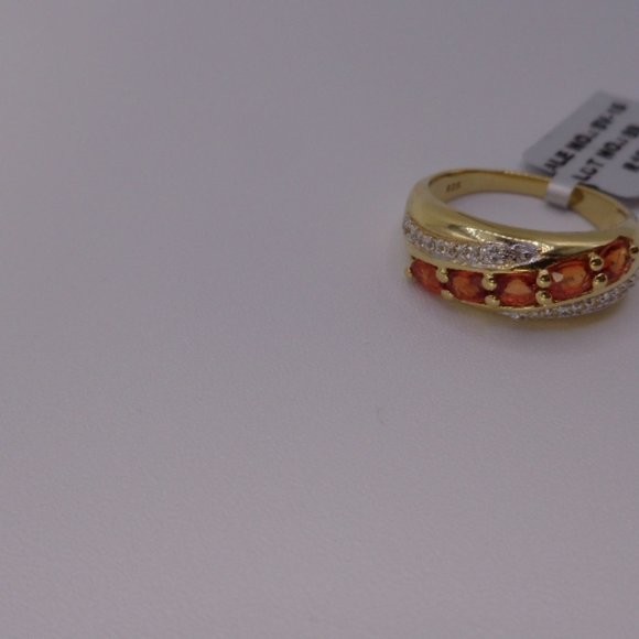 Silver Orange sapphire gold coated silver ring 3.83g SIZE 7 NEW - Picture 2 of 6